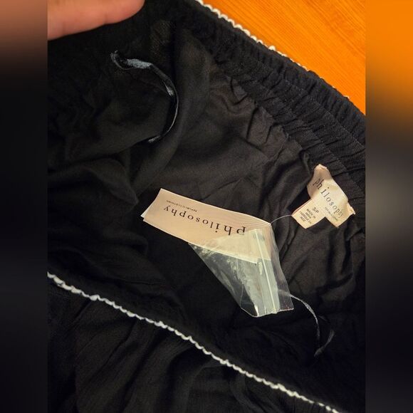 NWT Philosophy Women’s Wide leg Embroidered waist & hem flowy rayon pant Sz S - Picture 5 of 6